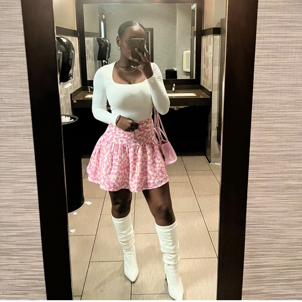 H&M Pink Patterned Skater Skirt